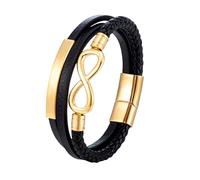HUIANGLIYG Bracciale Uomo,Bracciale da Uomo in Vera Pelle con Nodo infinito, Multifilo, intrecciato A Mano, con Chiusura Magnetica, Classico Bracciale Rigido con Numero 8, Regalo per Ragazzi, Access