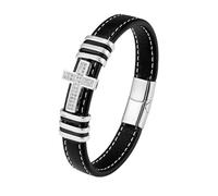 HUIANGLIYG Bracciale Uomo,Bracciale in Pelle con Croce in Zircone per Uomo, Classico Braccialetto intrecciato Fatto A Mano con Chiusura Magnetica, Bracciale Religioso, Regalo per Natale, Ragazzi, Ac