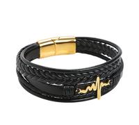 HUIANGLIYG Bracciale Uomo,Bracciale in Pelle con Onda Del Battito Cardiaco per Uomo, Polsino in Pelle Bovina intrecciata Multistrato con Chiusura, Classico Braccialetto in Corda intrecciata Fatto A