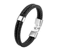 HUIANGLIYG Bracciale Uomo,Bracciale in Vera Pelle per Uomo, Classico Bracciale intrecciato A Doppia Fila, Casual, da Lavoro, con Chiusura Magnetica, Regalo per Ragazzi, Accessori per Lui, 1 Accessor