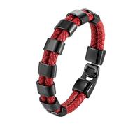 HUIANGLIYG Bracciale Uomo,Bracciale Semplice intrecciato A Doppia Fila per Uomo, Rosso, in Corda di Pelle intrecciata Fatta A Mano, Braccialetto Casual da Lavoro, Regalo per Ragazzi, Accessori per L