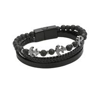 HUIANGLIYG Bracciale Uomo,Braccialetti con perline in Pietra Naturale da Uomo, Fatti A Mano, in Pelle intrecciata, Multistrato, intrecciato, Braccialetto Avvolgente, Gioielli, Regali per Ragazzi, Ac