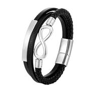 HUIANGLIYG Bracciale Uomo Pelle,Bracciale da Uomo con Nodo infinito in Vera Pelle, Multifilo, Fatto A Mano, intrecciato con Corda, con Chiusura Magnetica, Classico Bracciale Rigido con Numero 8, Reg