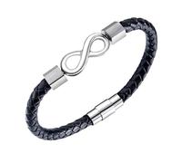 HUIANGLIYG Bracciale Uomo Pelle,Bracciale da Uomo in Pelle con Nodo infinito, Nero, Polsino intrecciato, Braccialetto da Polso Fatto A Mano con Chiusura, Regalo per Sempre Amore da Parte Della Mogli