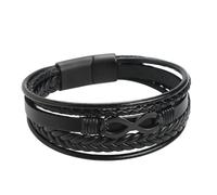 HUIANGLIYG Bracciale Uomo Pelle,Bracciale da Uomo in Pelle con Numero 8 e infinito, Nero, Multistrato, in Pellame di Vacchetta intrecciata, Classico Braccialetto Fatto A Mano in Corda intrecciata, Reg
