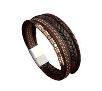 HUIANGLIYG Bracciale Uomo Pelle,Bracciale da Uomo in Pelle intrecciata A Più Strati, Fatto A Mano, in Vera Pelle, con Corda intrecciata A Più Fili, Idea Regalo Vintage Punk per La Festa Del Papà,