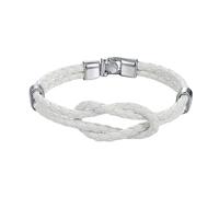HUIANGLIYG Bracciale Uomo Pelle,Bracciale da Uomo in Vera Pelle con Nodo infinito, Classico Braccialetto intrecciato A Doppia Fila Fatto A Mano, Simbolo Dell'Amore, Regalo da Moglie A Marito, Bianco