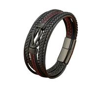HUIANGLIYG Bracciale Uomo Pelle,Bracciale da Uomo in Vera Pelle con Nodo infinito, Multistrato, intrecciato A Mano, con Chiusura Magnetica, Unisex, in Pelle di Mucca, Regalo per L'Uso Quotidiano, Ne