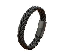 HUIANGLIYG Bracciale Uomo Pelle,Bracciale da Uomo in Vera Pelle intrecciata, Classico, Fatto A Mano, con intreccio intrecciato, Casual, da Lavoro, con Chiusura Nera, Gioiello Vintage Punk Affascinan