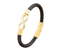 HUIANGLIYG Bracciale Uomo Pelle,Bracciale da Uomo in Vera Pelle intrecciata con infinito, Classico, Fatto A Mano, in Corda intrecciata, con Numero 8, Bracciale Rigido Vintage Portafortuna, Regalo pe