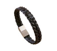 HUIANGLIYG Bracciale Uomo Pelle,Bracciale da Uomo in Vera Pelle intrecciata Piatta, Semplice, Fatto A Mano, intrecciato, Regolabile, Sportivo, con Chiusura, Regalo per Ragazzi, Accessori per Lui, Ne