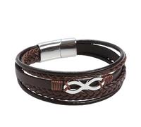 HUIANGLIYG Bracciale Uomo Pelle,Bracciale in Pelle con Nodo infinito per Uomo, Multistrato, intrecciato, con Chiusura, Classico Braccialetto in Corda intrecciata Fatto A Mano, Regalo per Ragazzi, Ac