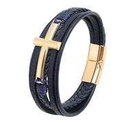 HUIANGLIYG Bracciale Uomo Pelle,Braccialetti in Vera Pelle intrecciata Multistrato con Chiusura A Croce da Uomo, Braccialetti Religiosi Classici intrecciati A Mano, Regalo per La Festa Del Papà,