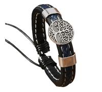 HUIANGLIYG Bracciale Vintage in Pelle con Albero Genealogico per Uomo, intrecciato A Mano, Regolabile, Stile Casual Retrò, Bracciale Rigido Unico e Premuroso per Papà, Marito e Figlio, Blu, 19,5 C