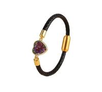 HUIANGLIYG Braccialetti in Pelle A Cuore per Donne Braccialetti intrecciati Fatti A Mano con Braccialetto Sottile Boho in Cristallo di Cuore Scintillante Gioielli Femminili Unici per L'Uso Quotidia