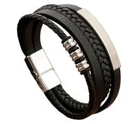 HUIANGLIYG Braccialetti In Vera Pelle Fatti A Mano Per Uomo, Unisex, Con Polsino Avvolgente, Marrone E Nero, Multistrato, Regalo Di Compleanno Per La Festa Del Papà, Bianco, 23 Cm