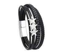 HUIANGLIYG Braccialetto Da Polso In Pelle Multistrato Con Stella Y2K, Punk, Gotico, A Strati, Per Donne E Uomini, Braccialetto Estetico Grunge, Regalo, Gioielli Y2K Millennium Brillanti, Nero, 21 Cm