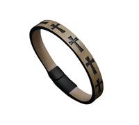 HUIANGLIYG Braccialetto in Pelle con Croce da Uomo Braccialetto di Fede intrecciato A Mano con Chiusura Magnetica Croce incisa Braceletto Religioso Vintage Regalo per I Fratelli Dei Padri Ca