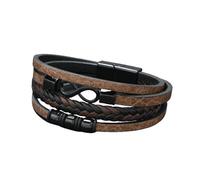 HUIANGLIYG Braccialetto in Pelle con Nodo infinito da Uomo Braccialetti intrecciati Multistrato con Fermaglia Magnetica Braccialetto Impilabile Regolabile Regalo per Il Fidanzato Fratello Papà Camm