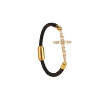 HUIANGLIYG Braccialetto in Pelle Della Fede per Donne con Croce in Pelle intrecciata con Cristalli Cubici di Zirconia, Braccialetto Sottile Boho con Braceletto Religioso, Gioielli Regalo per Ragaz