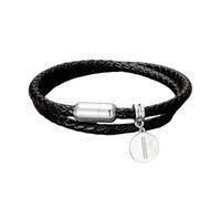 HUIANGLIYG Braccialetto in Pelle iniziale per Uomini Donne Braccialetto Nero A Doppio Strato con Briciolo Cubico Ciondolo iniziale A Z Braccialetto in Pelle personalizzato Regalo di Compleanno per L