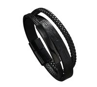 HUIANGLIYG Braccialetto in Pelle Multistrato con Croce da Uomo Braccialetto intrecciato A Mano con Chiusura Magnetica Gioielli Religiosi Cristiani Vintage Regalo per Lui Fidanzati Del Padre Nero 20C