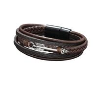 HUIANGLIYG Braccialetto in Pelle Multistrato per Uomo, Braccialetto Vintage con Freccia intrecciata e Fermaporte Magnetico, Gioielli Punk Rock Biker Regalo per Lui Caffè 21Cm