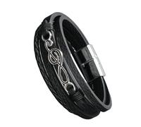HUIANGLIYG Braccialetto in Pelle Music infinity per Uomini Fasciato A Strato A Più Strati con Chiusura Magnetica Braccialetto Punk Vintage Regalo per Il Fidanzato Fratello Appassionati di Musica Ne