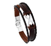 HUIANGLIYG Braccialetto in Pelle Nera Multistrati per Uomo, Braccialetto infinity in Pelle infinito, Braccialetto intrecciato Regolabile con Fibbia Magnetica, Accessorio Punk Alla Moda per L'Uso Qu