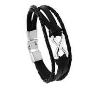 HUIANGLIYG Braccialetto in Pelle Nera Multistrato per Uomo, Braccialetto infinito in Pelle, Braccialetto intrecciato Regolabile con Chiusura Magnetica, Accessorio Punk Alla Moda per L'Uso Quotidiano