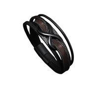 HUIANGLIYG Braccialetto infinito in Pelle Bicolore per Uomo, Braccialetto A Più Strati con Chiusura Magnetica, Braceletto con Simbolo infinito, Gioielli Casual Vintage Regalo per Lui, Caffè 21Cm