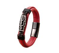 HUIANGLIYG Braccialetto Tibetano con 9 Occhi con perline Dzi per Uomini Braccialetto in Pelle intrecciata Fascicolo A Fibbido Magnetico Regolabile Amuleto etnico Vintage Gioiello per Lui Rosso Nero