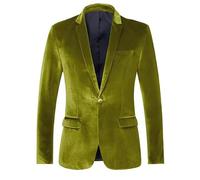 HUIANGLIYG Giacca da Completo in Velluto da Uomo in Velluto con Taglie A Snocca Giacca Smoking con Un Bottone e Tasche per Festa Nuziale Cena al Ballo di Fine Anno Business Casual Verde XL