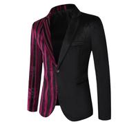 HUIANGLIYG Giacca da Riparo in Velluto da Uomo con Tacca A Rispolo, Giacca Patchwork A Un Bottone Slim Giacca Smoking di Lusso con Tasche Funzionali per Il Matrimonio Festa di Fine Anno Cena Serale
