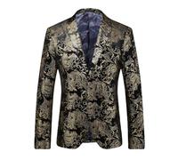 HUIANGLIYG Giacca da Smoking con Giacca di Lusso Paisley Jacquard Slim Fit, Blazer da Smoking con 2 Bottoni con Tacche, Tasche Funzionali per La Cena del Ballo di Fine Anno, Indossa Seral