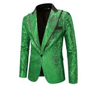 HUIANGLIYG Giacca da Smoking da Uomo con Paillettes, Giacca da Taglio Slim con Baver, Giacca da Smoking con Un Bottone e Tasche per Il Ballo di Fine Anno del Matrimonio, Abbigliamento Serale di Nata