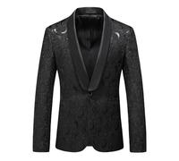 HUIANGLIYG Giacca da Smoking da Uomo di Lusso Slim Fit Giacca A Scatto con Colletto Floreale Jacquard A Scialle, Giacca da Smoking Elegante Formale con Un Bottone con Tasche per Cerine di Fine Anno