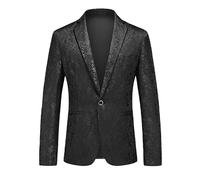 HUIANGLIYG Giacca da Smoking Paisley Jacquard da Uomo Slim Fit Suit con Un Bottone Giacca del Completo con Motivi Floreali Vintage Abbigliamento Cortile Formale per Il Ballo di Fine Anno Cena di Fin