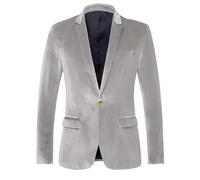 HUIANGLIYG Giacca da Uomo in Velluto Tessuto Fine con Taglio Sottile Cappotto in Velluto con Smoking con Un Bottone e Tasche per Corteo Nuziale Cena Serale al Ballo Business Casual Vestiti Business