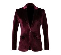 HUIANGLIYG Giacca Formale in Smoking da Uomo con Un Solo Bottone e Tasche Funzionali Giacca Elegante per Il Completo di Nozze, Banchetto di Natale, Cena, Indossa Serale Wine Red XS