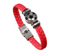 HUIANGLIYG Regalo Premuroso per Papà, Bracciale in Pelle A Tema Calcio per Uomo, Ciondolo da Calcio, Cinturino in Pelle intrecciata con Chiusura, Gioiello Sportivo Alla Moda per Papà, Marito, Figl