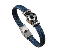 HUIANGLIYG Regalo Premuroso per Papà, Bracciale in Pelle A Tema Calcio per Uomo, Ciondolo da Calcio, Cinturino in Pelle intrecciata con Chiusura, Gioiello Sportivo Alla Moda per Papà, Marito, Figl