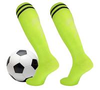 huiba 3 Calcio a Righe Calze Sportive da Corsa - Antiscivolo Tubo Lungo Sopra il Ginocchio Calcio a Righe Calze