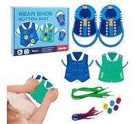huiba Giocattolo per infilare - Cordino per Scarpa Infilare Giocattoli Puzzle didattici con Bottoni di Abbigliamento - I bambini piccoli imparano a legare i delle scarpe
