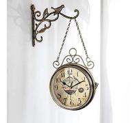 HUIBBGO Orologio da Parete Vintage bifacciale, Orologi retrò da Giardino per Esterni, Orologio da Parete in Metallo Silenzioso Grand Central Station, Orologio Artistico per Soggiorno