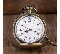 HUIBBGO Orologio da tasca con catena, alla moda, in acciaio liscio, al quarzo, orologio da taschino, con numeri romani, quadrante con numeri romani, orologio da regalo, Marrone