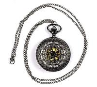 HUIBBGO Orologio da tasca con catena, orologio da tasca da uomo e donna, grandi orologi antichi, classico orologio da tasca al quarzo cavo, molto adatto per compleanno, orologio da tasca vintage al