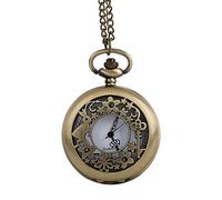 HUIBBGO Orologio da tasca con catena orologio da tasca in bronzo intagliato aperto flip classico orologio da tasca alla moda regina coniglietto retrò orologio da tasca ideale per compleanno San