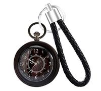 HUIBBGO Orologio da Tasca in Legno Orologio da Tasca al Quarzo Quadrante in Legno Nero Numeri Arabi Retro Originale Ecologia Maturo Corda in Pelle Nera