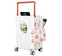 HUIDA TECH Valigia Cabina 20 Pollici con Scomparto Laptop, Serratura TSA, Porta USB e Portabicchiere Pieghevole - Bagaglio Leggero per Viaggi di Lavoro (Bianco)